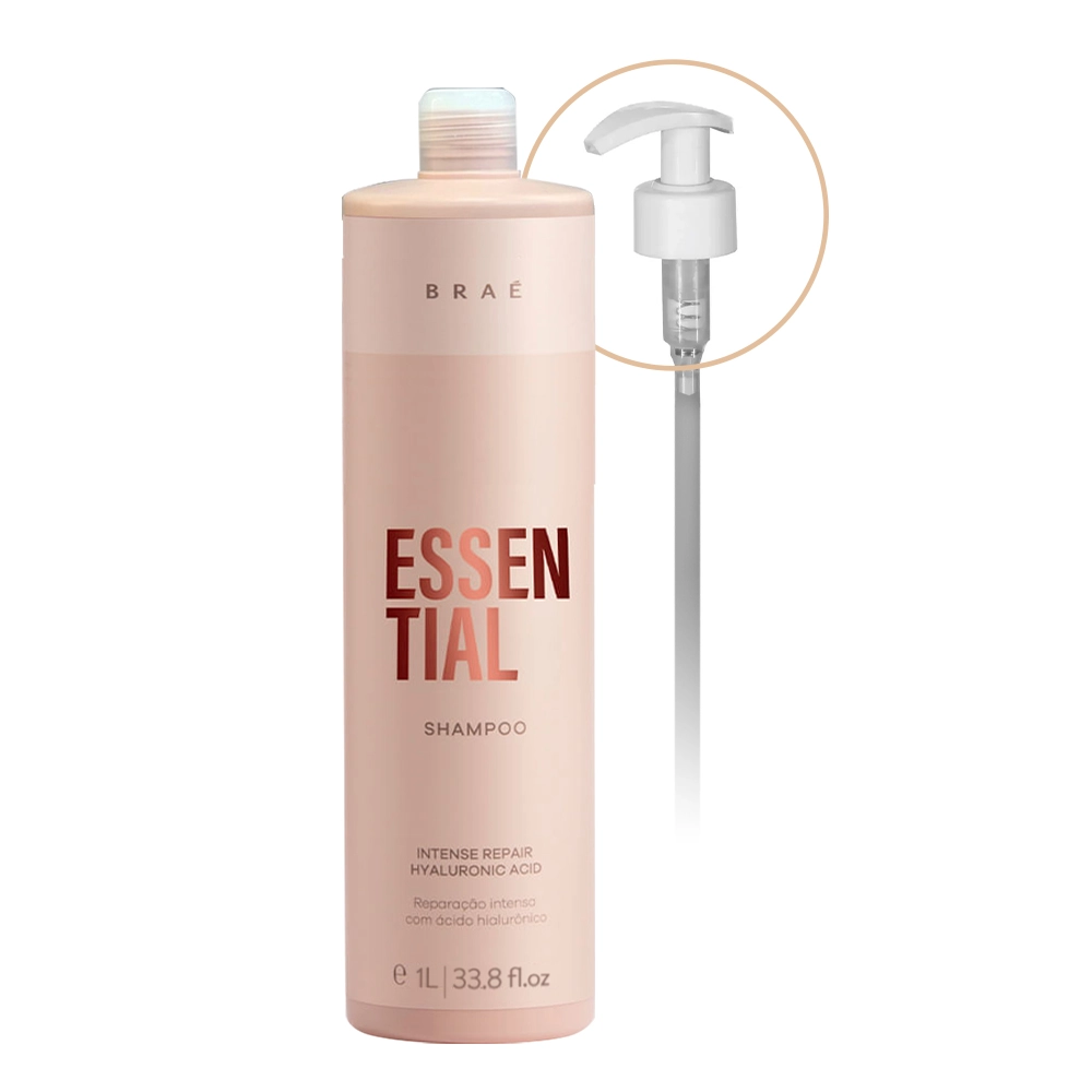 Kit Braé Essential Hair Shampoo Litro E Válvula Pump (2 Produtos)