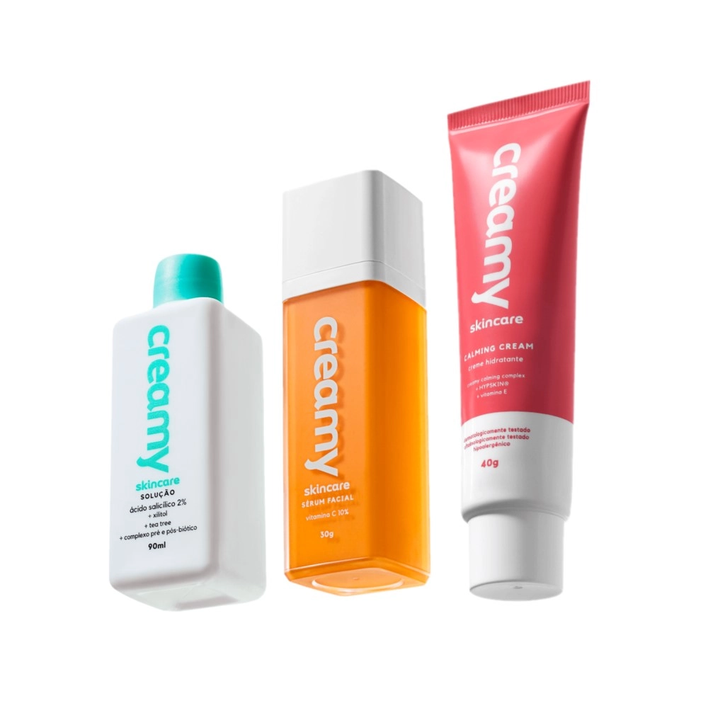 Kit Creamy Skincare Vitamina C Salicílico Hidratante Calming Cream (3 Produtos)