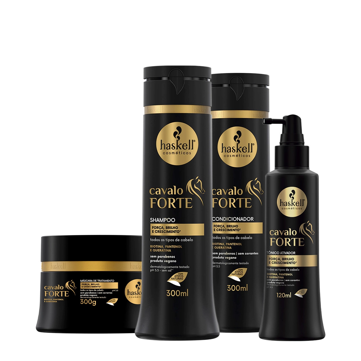 Kit Haskell Cavalo Forte Shampoo Condicionador Máscara E Tônico (4 Produtos)