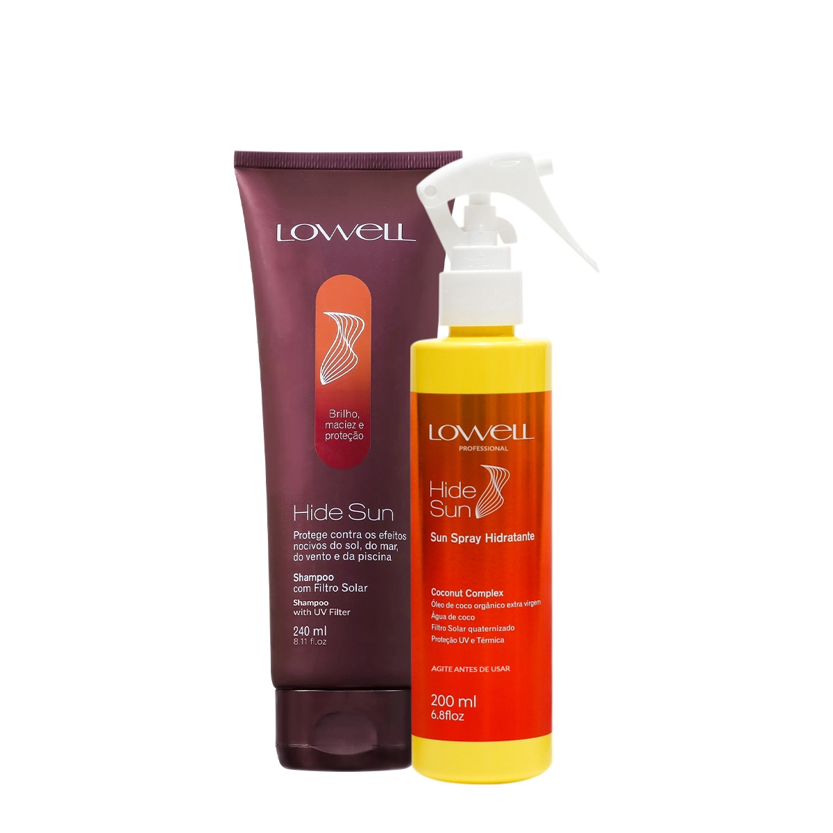 Kit Lowell Hide Sun Shampoo Spray Hidratante (2 Produtos)
