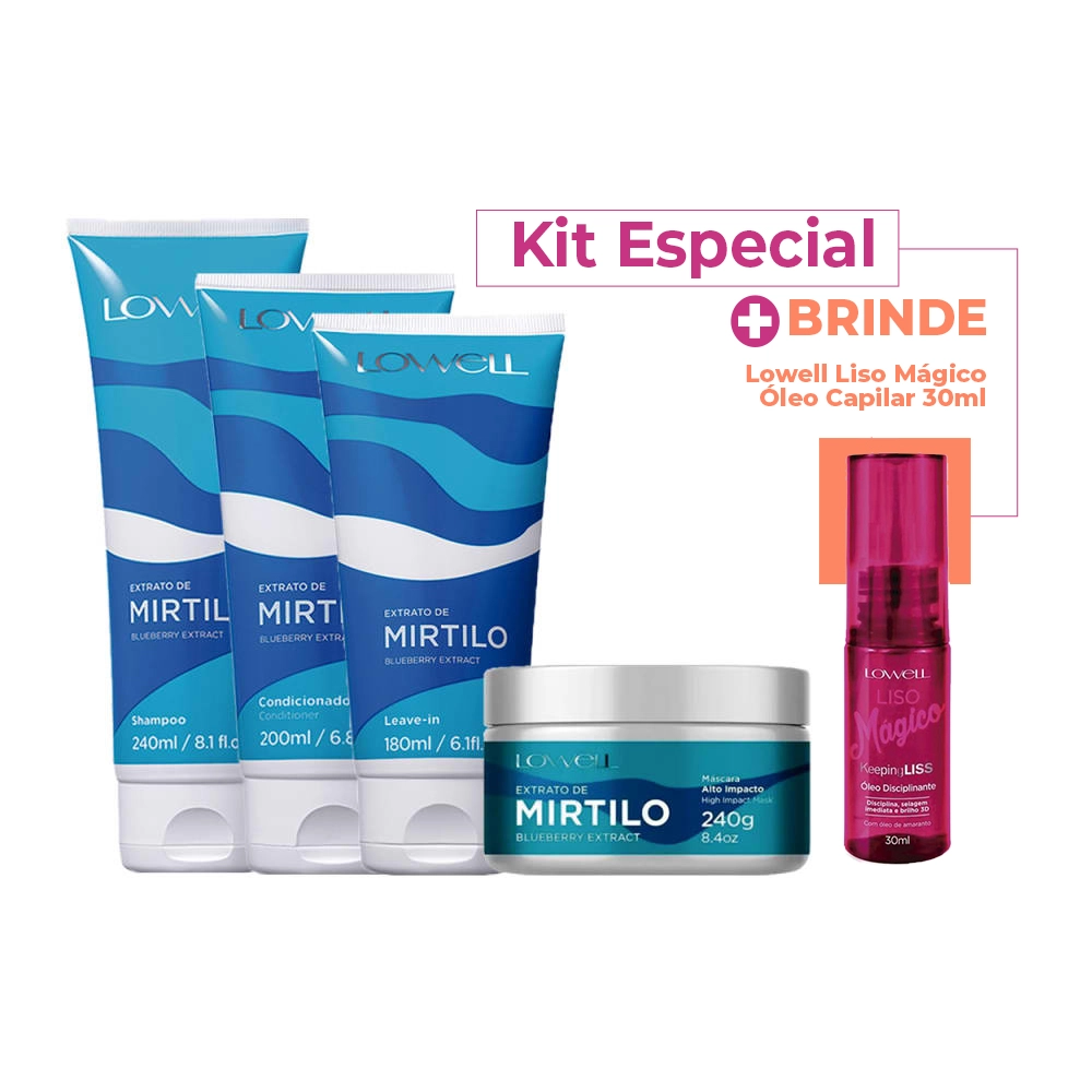 Lowell Extrato De Mirtilo Duo Home Care Mascara 240g E Leave In 180ml