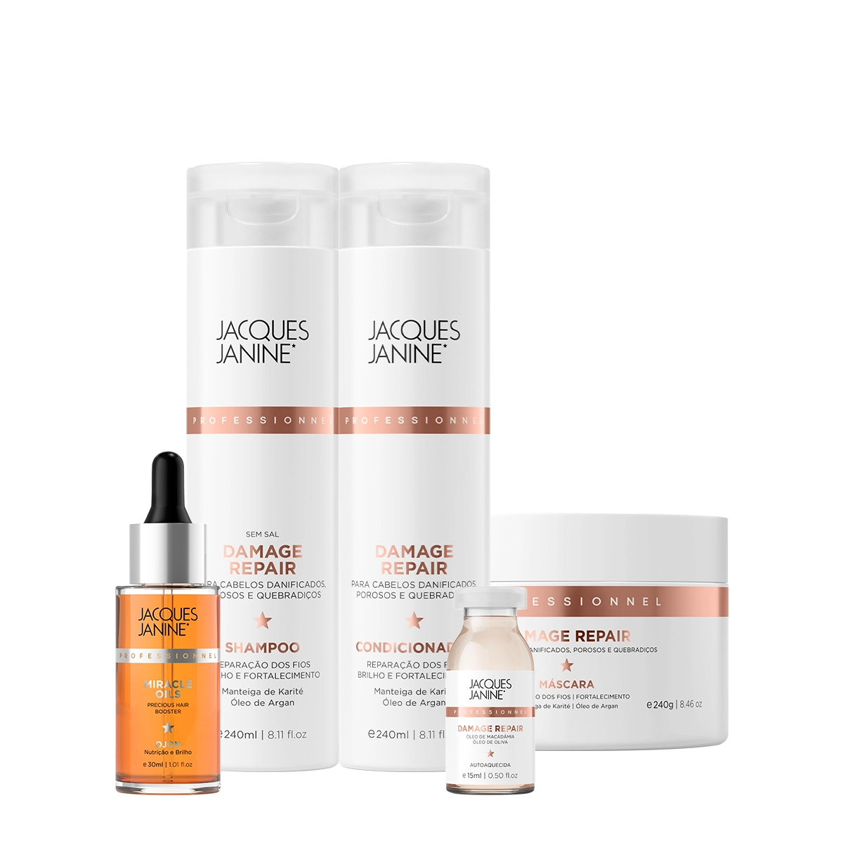 Kit_Jacques_Janine_Damage_Repair_Shampoo_Condicionador_Mascara_Ampola_e_Miracle_Oils_Ojon_Evas_1 Produto Kit_Jacques_Janine_Damage_Repair_Shampoo_Condicionador_Mascara_Ampola_e_Miracle_Oils_Ojon_Evas_1