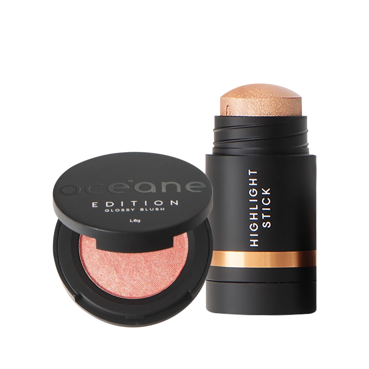 Kit Océane Edition Mini Blush Glossy Rose Pink E Iluminador Bronze (2 Produtos)