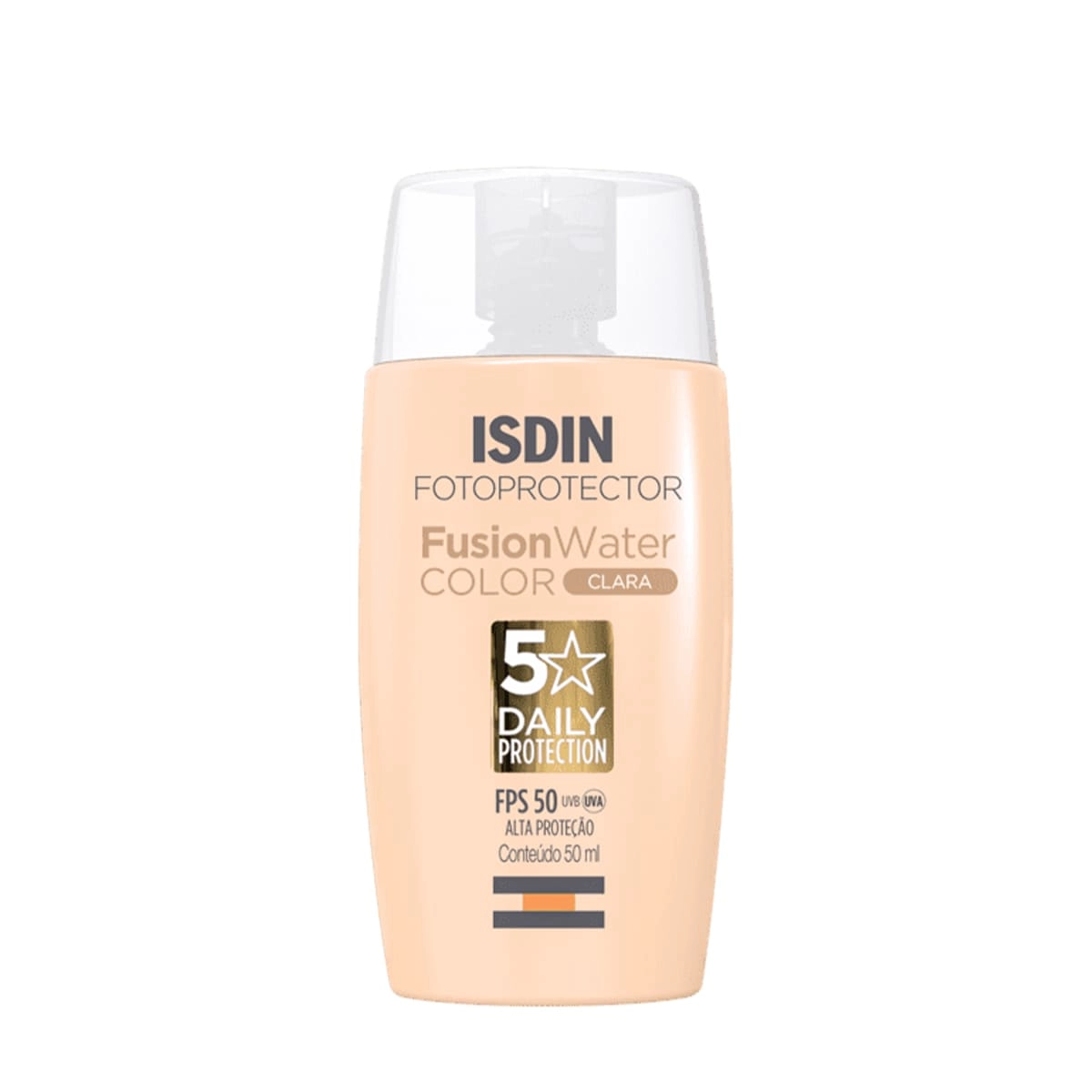 Produto ISDIN_Fusion_Water_5_Stars_FPS50_Color_Clara_Protetor_Solar_Facial_com_Cor_50ml_Evas_1