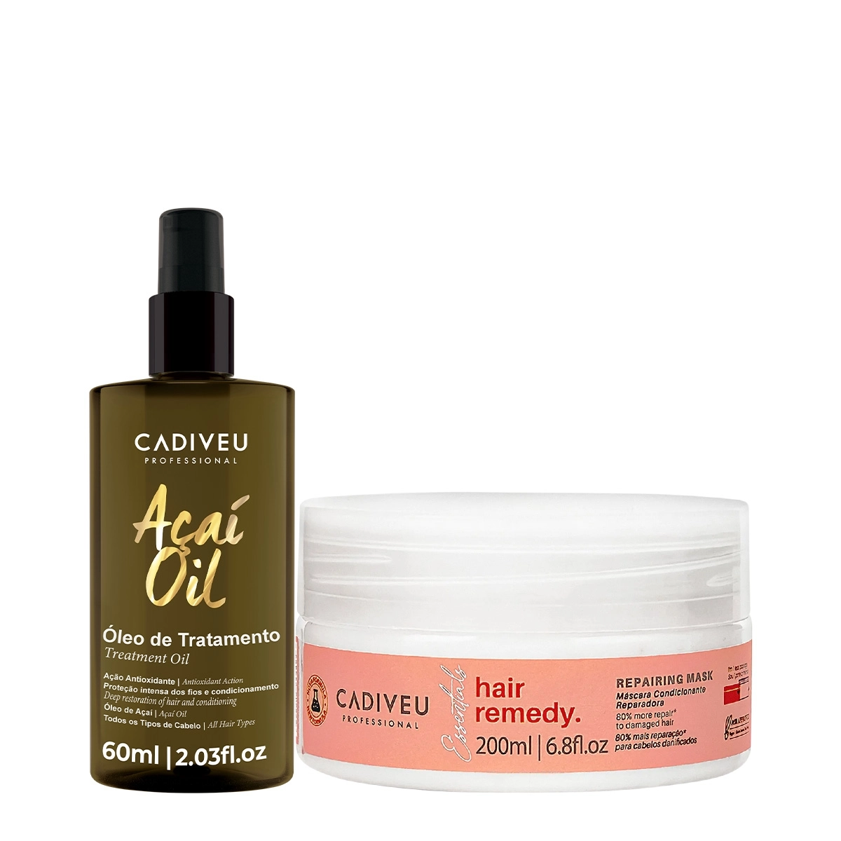Kit Cadiveu Professional Essentials Hair Remedy Máscara E Açaí Oil 60 (2 Produtos)