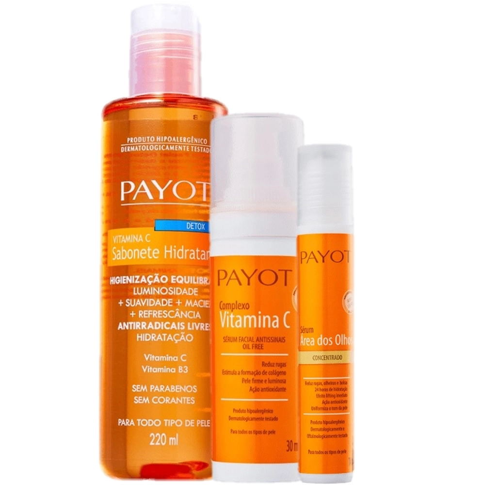Kit Payot Vitamina C Limpeza Facial E Reducao De Olheiras (3 Produtos)