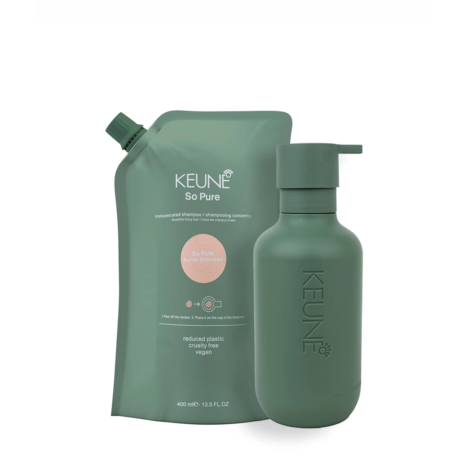 Kit Keune So Pure Polish Shampoo Refil E Dispenser Frasco (2 Produtos)