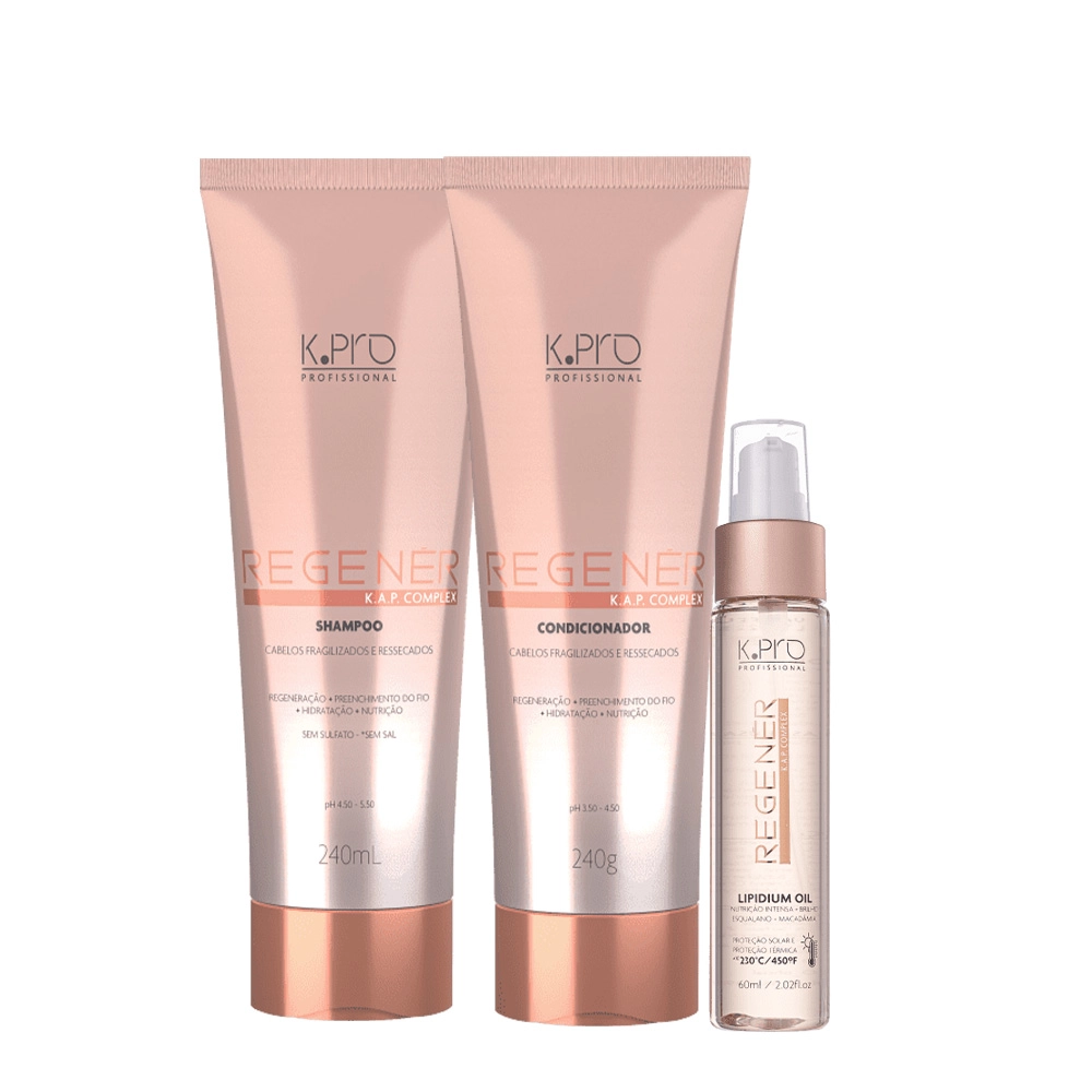 Kit K.Pro Profissional Regenér Shampoo Condicionador E Oil (3 Produtos)