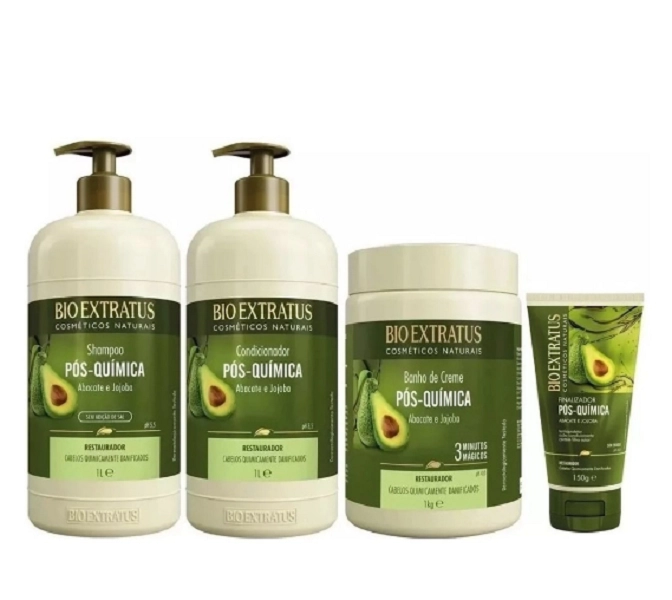 Bio Extratus Pos-Quimica Shampoo+Condicionador+Banho De Creme 1L+Finalizador 150ml