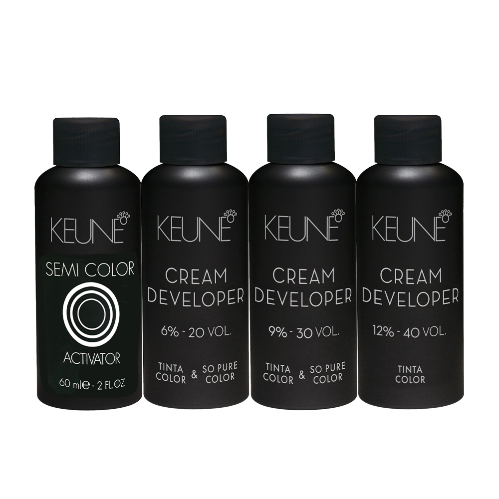 Kit Keune Tinta Pure Semi Color Activator 6% 20V + 9% 30V + 12% 40V 60ml (4 Produtos)