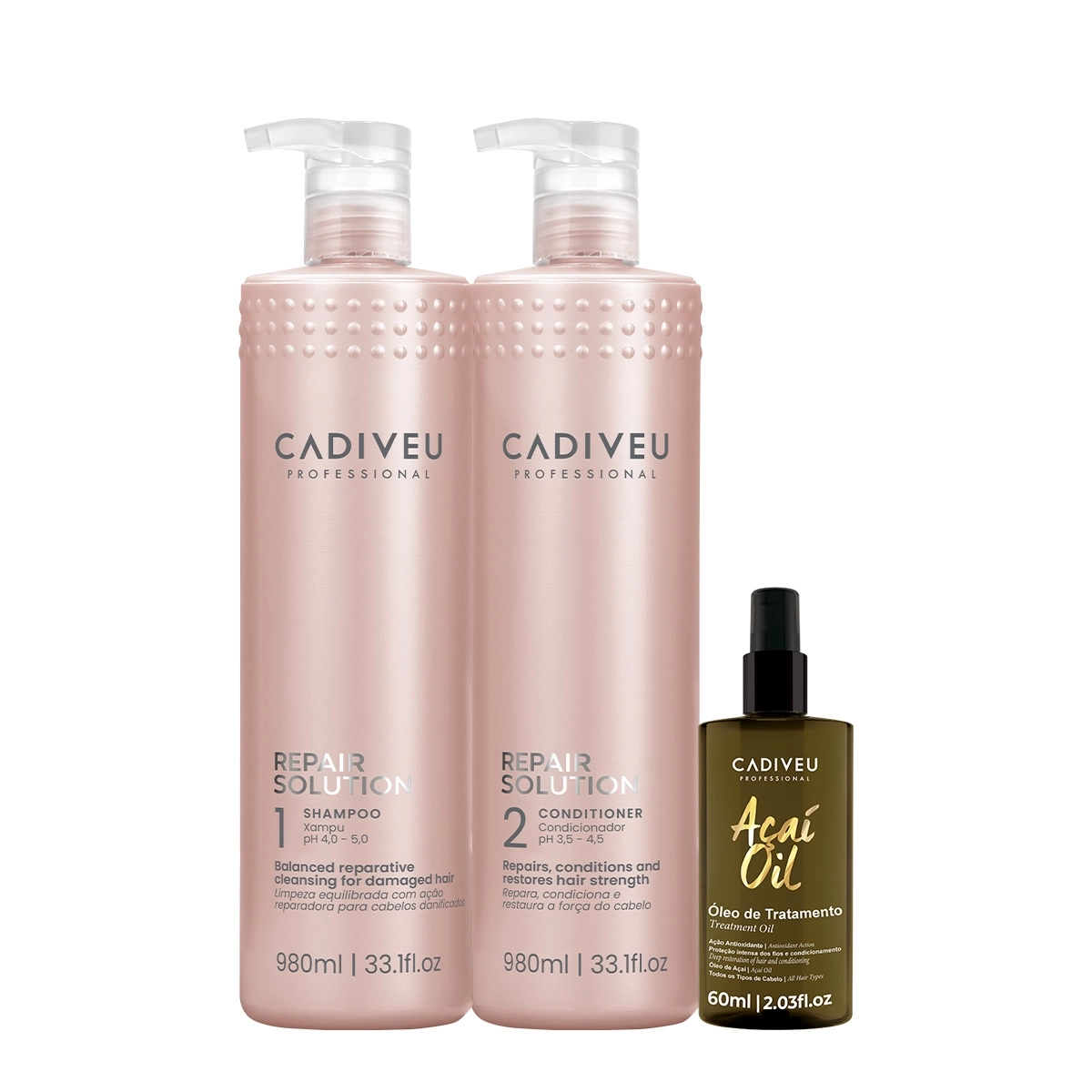 Kit Cadiveu Professional Repair Solution Açaí Duo Salon Oil 60 (3 Produtos)