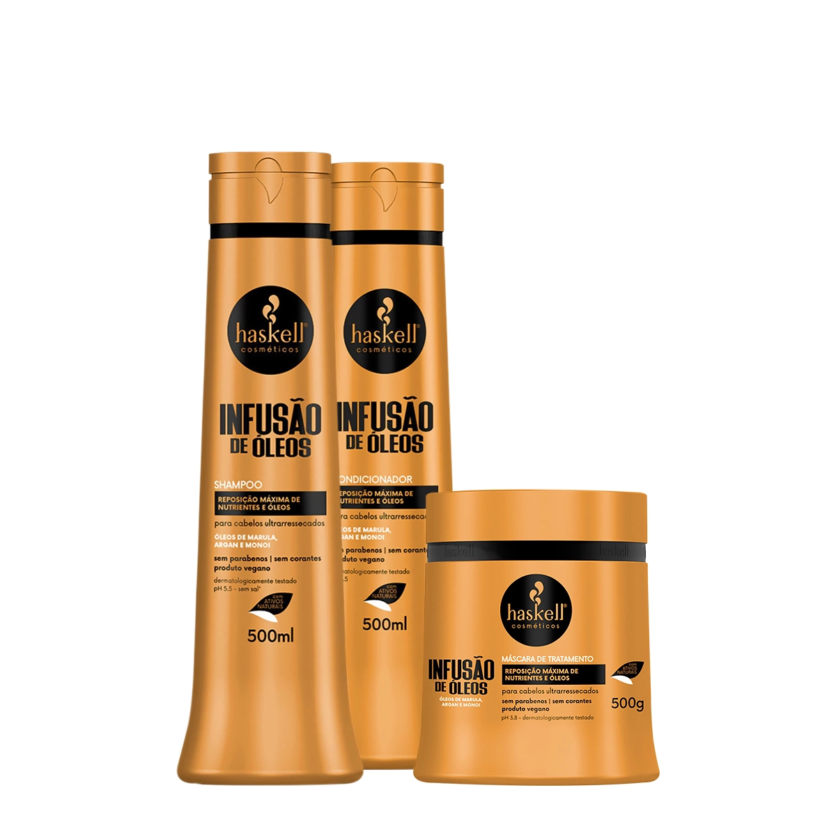 Kit Haskell Infusão De Óleos Shampoo Condicionador E Máscara G (3 Produtos)