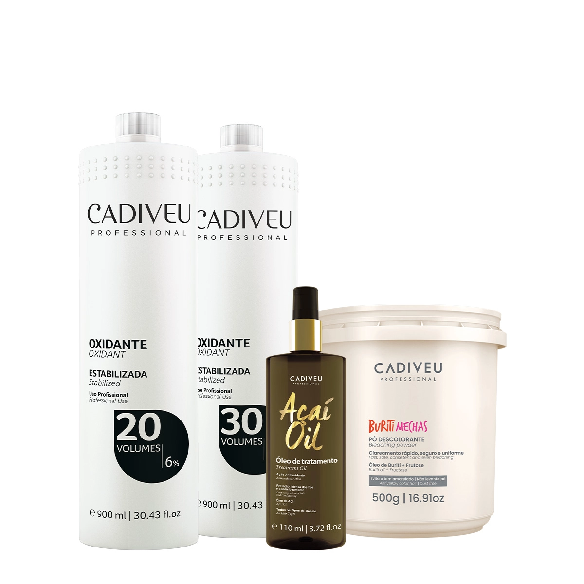 Kit Cadiveu Professional Oxidante 20V Buriti Mechas E Açaí Oil (4 Produtos)