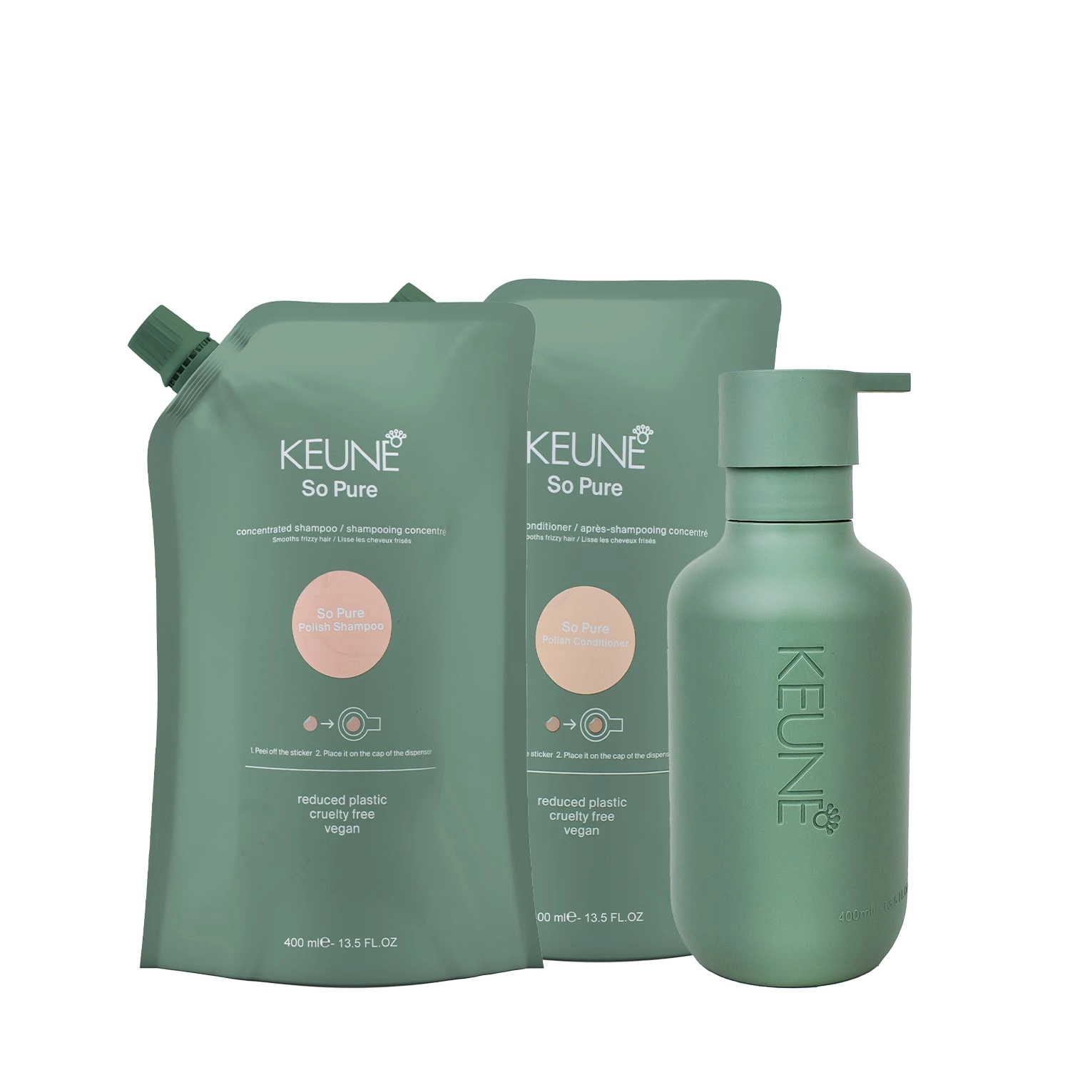 Kit Keune So Pure Polish Duo Refil E Dispenser Frasco (3 Produtos)