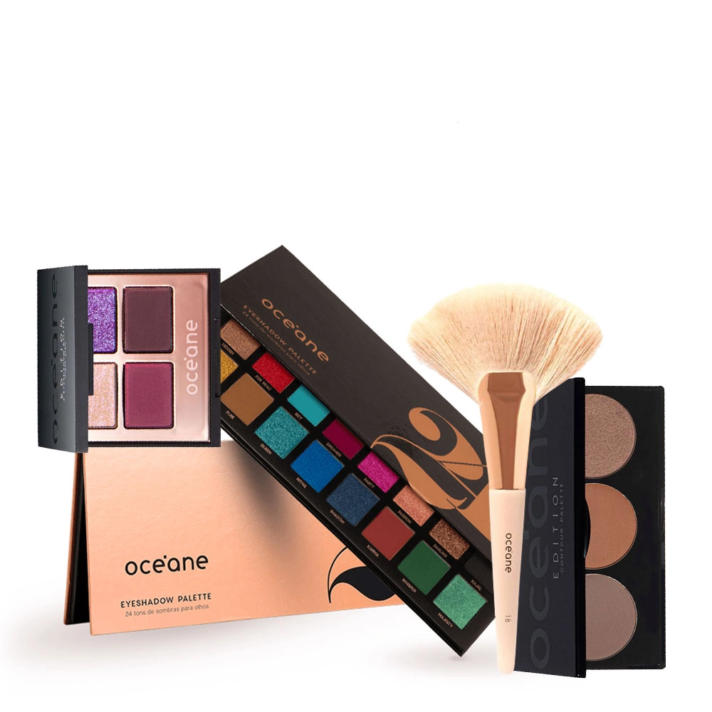Produto Kit_Oceane_Eyeshadow_Palette_24_Pincel_Contorno_Glam_Evas_1