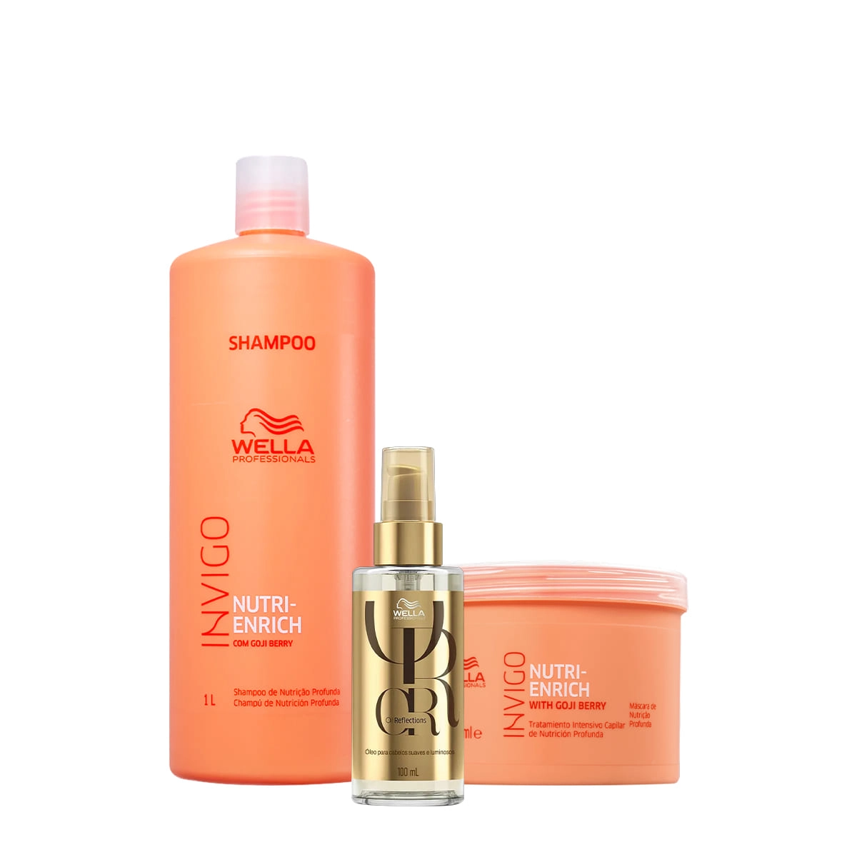 Kit Wella Professionals Invigo Nutri-Enrich Reflections Shampoo Máscara Oil 100 (3 Produtos)