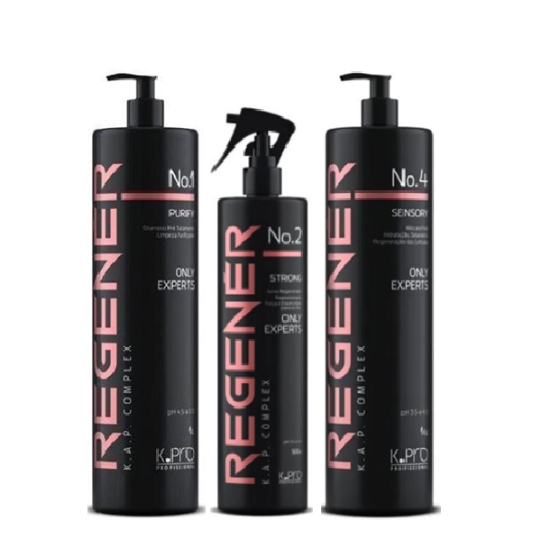 Kit K.Pro Profissional Regenér Nº 1 Purify + Spray Nº2 Regenerador + Nº 4 Sensory (3 Produtos)