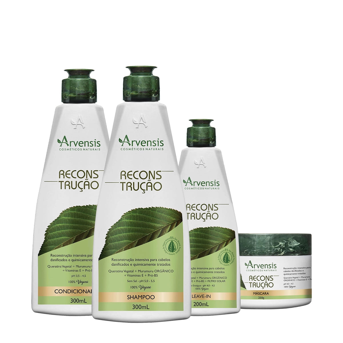 Produto Kit_Arvensis_Cosmeticos_Naturais_Reconstrucao_Shampoo_Condicionador_Mascara_Leave-in_Evas_1