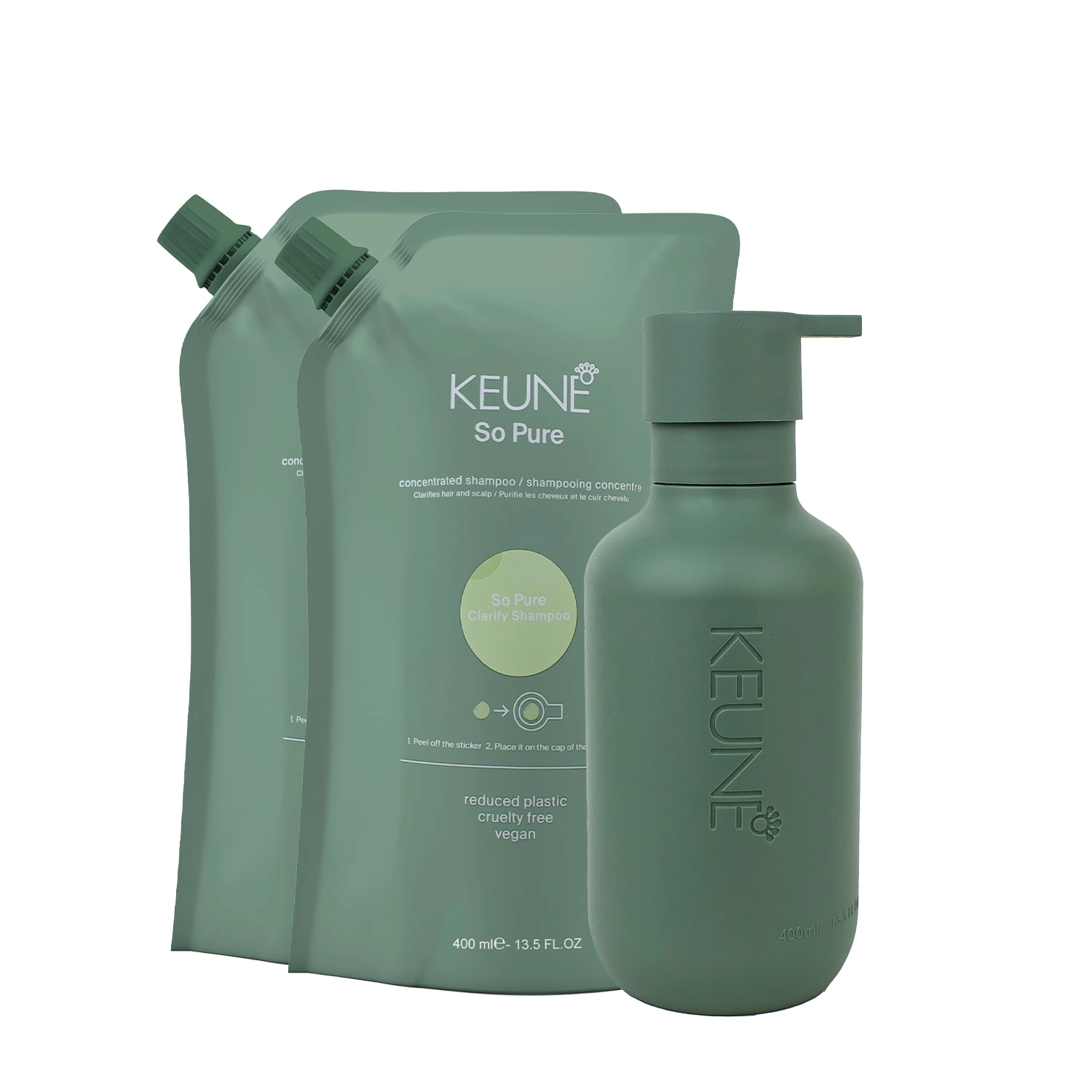 Kit Keune So Pure Clarify Shampoo Extra Refil E Dispenser Frasco (3 Produtos)