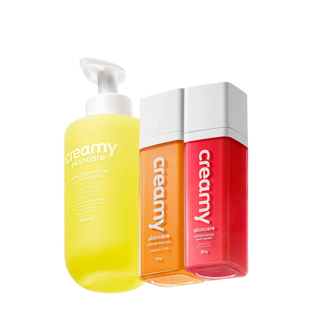 Kit Creamy Skincare Limpador Glicerinado Vitamina C Retinal (3 Produtos)