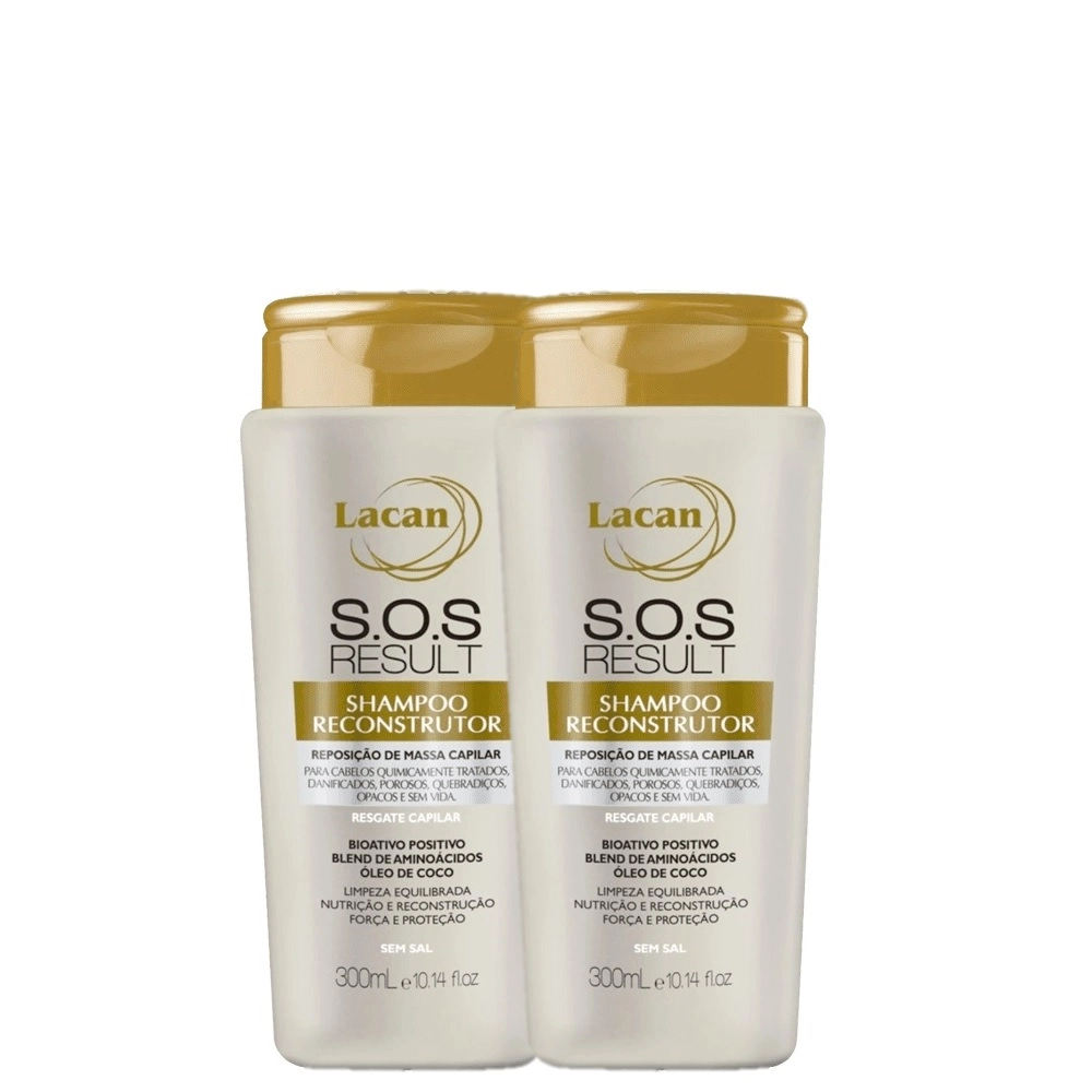 Produto Kit_Lacan_S-O-S_Result_Shampoo_Reconstrutor_300ml_2_Unidades_Evas_1