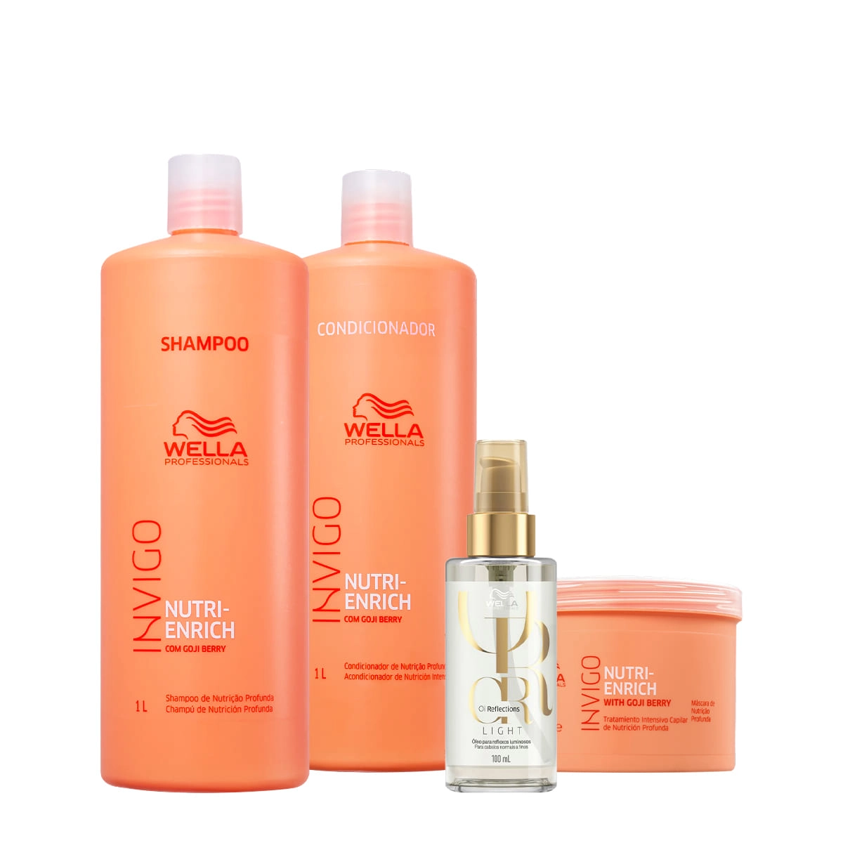 Kit Wella Professionals Invigo Nutri-Enrich Reflections Salon Total Oil Light (4 Produtos)