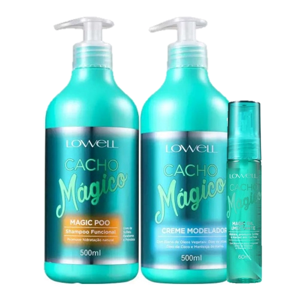 Lowell Cacho Magico Shampoo 500ml Creme Modelador 500ml E Oleo 60ml