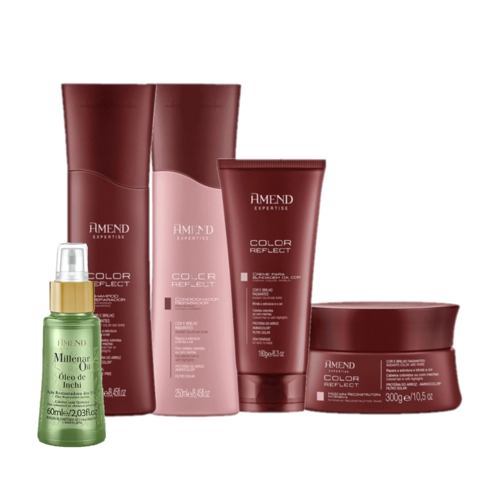 Produto Kit_Amend_Expertise_Color_Reflect_Blindagem_da_Cor_Completo_Shampoo_Condicionador_Mascara_Leave-in_Oleo_Evas_1