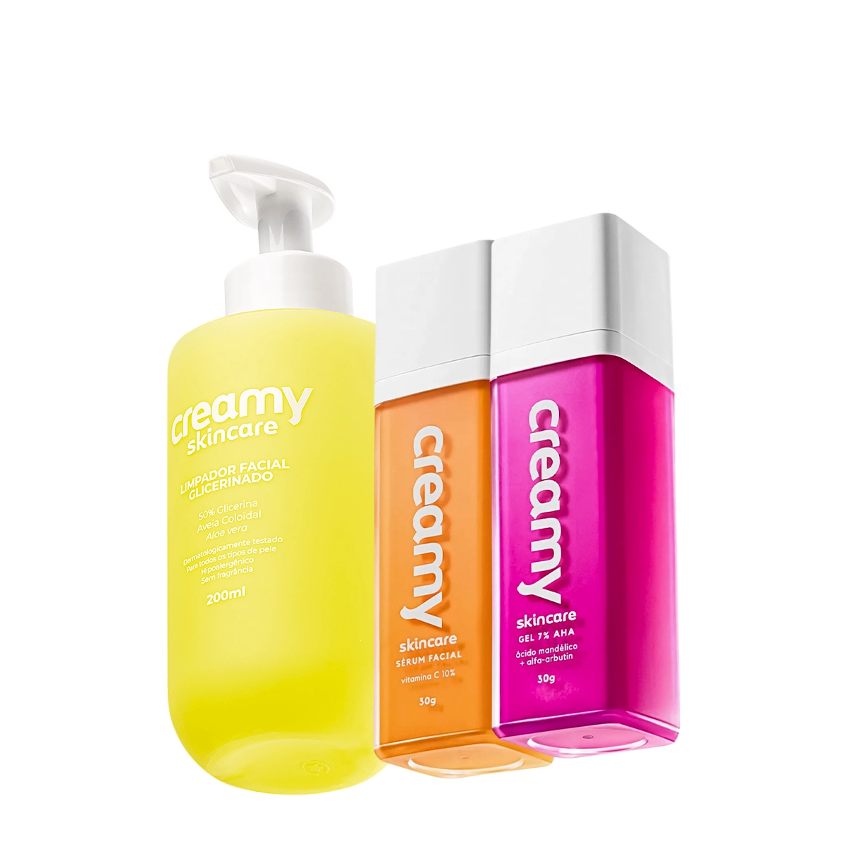 Kit Creamy Skincare Limpador Glicerinado Vitamina C Mandélico (3 Produtos)
