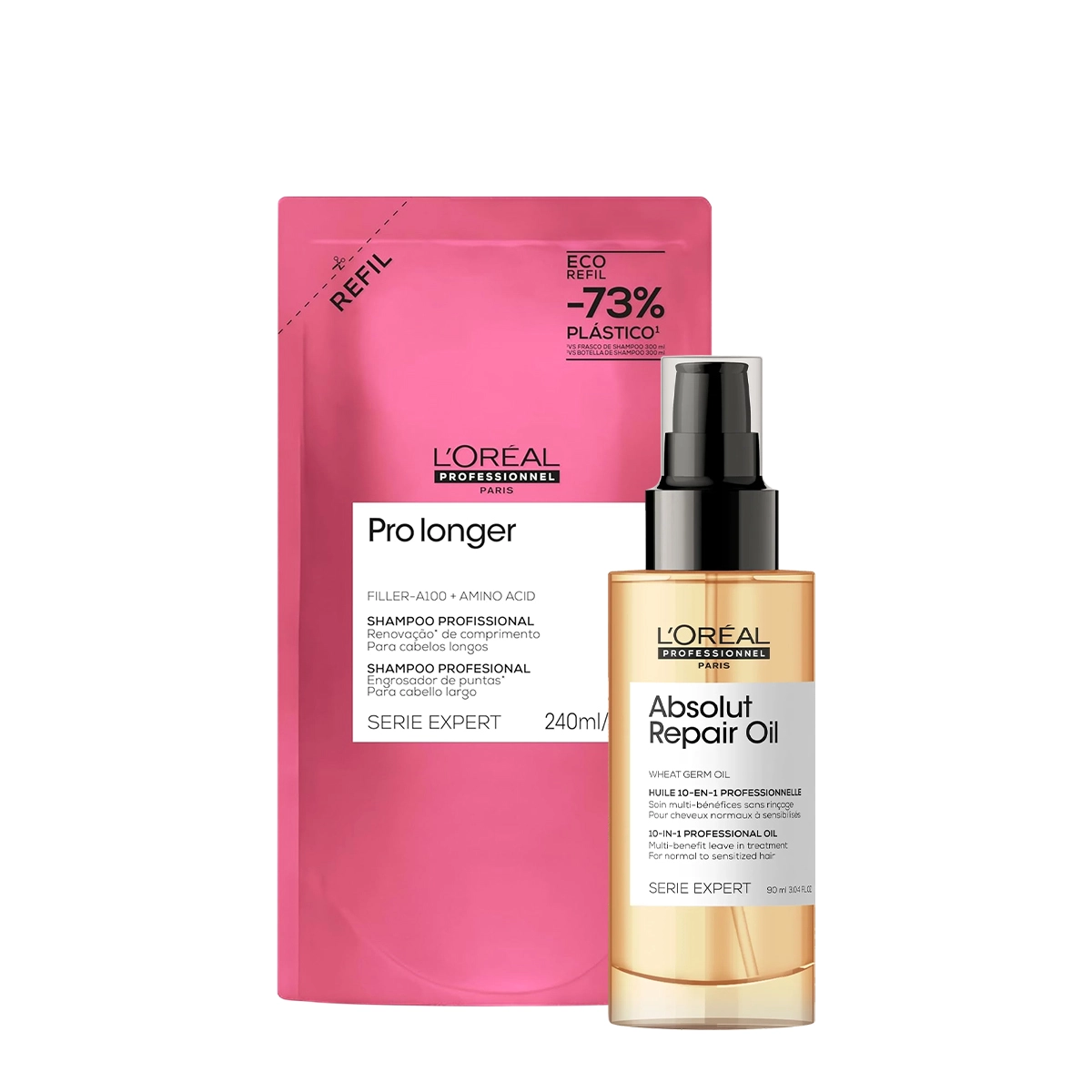 Kit LOréal Professionnel Pro Longer Repair Shampoo Refil Oil (2 Produtos)