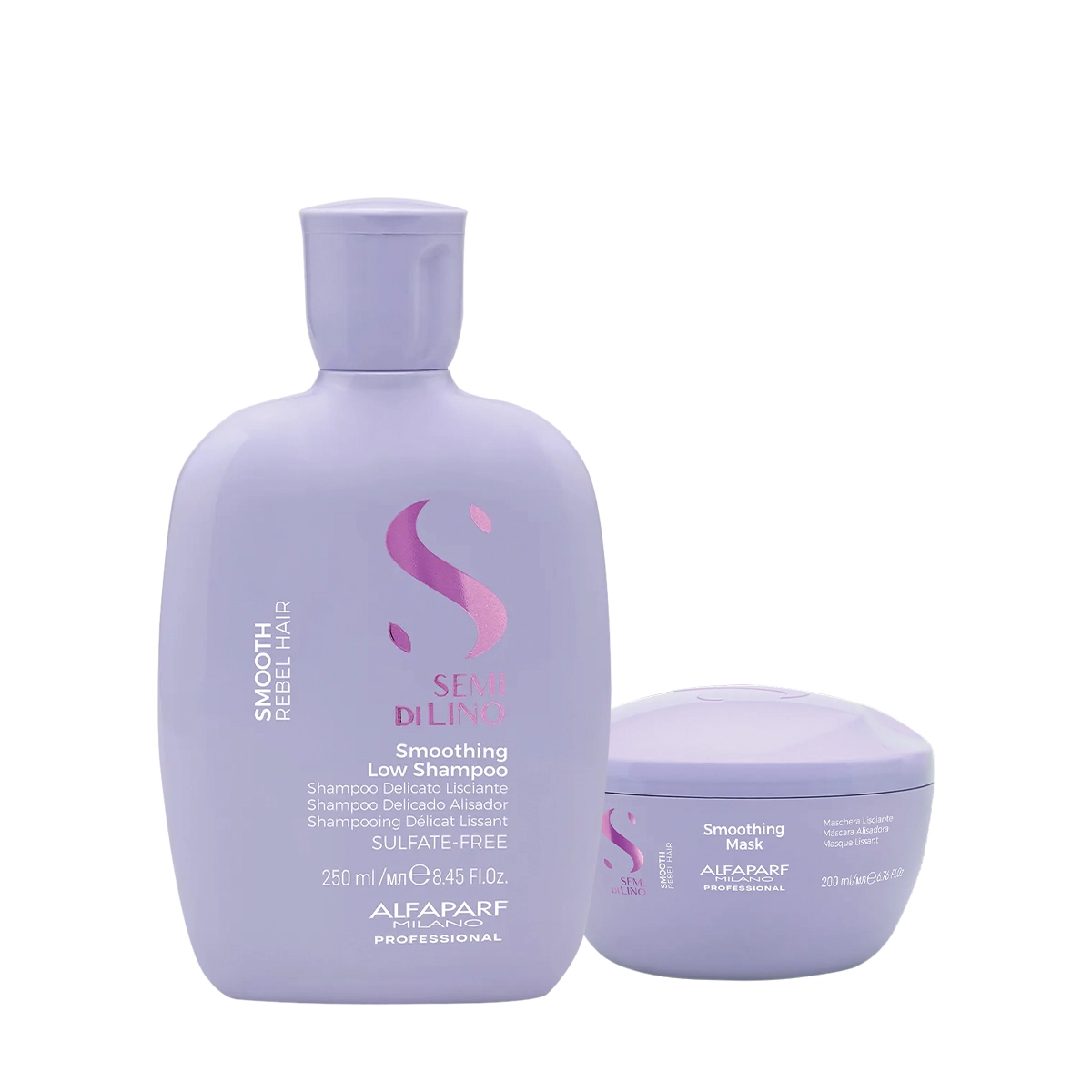 Kit Alfaparf Milano Semi Di Lino Smooth Limpeza E Tratamento Anti-Frizz 2 Produtos