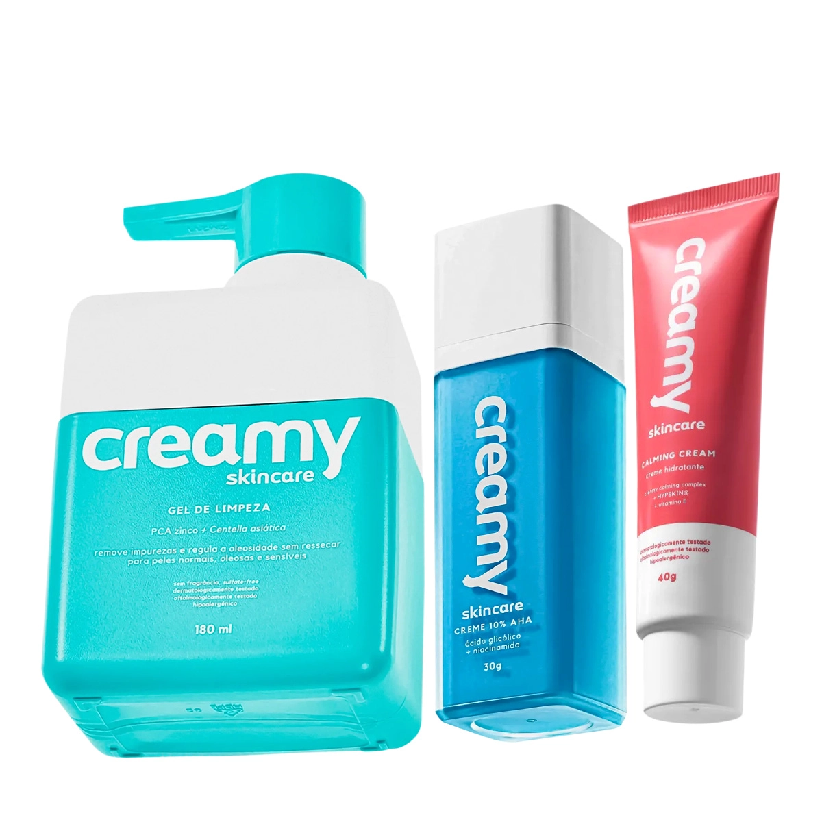 Produto Kit_Creamy_Hidratante_Facial_Acido_Glicolico_Redutor_de_Linhas_Gel_de_Limpeza_Evas_1