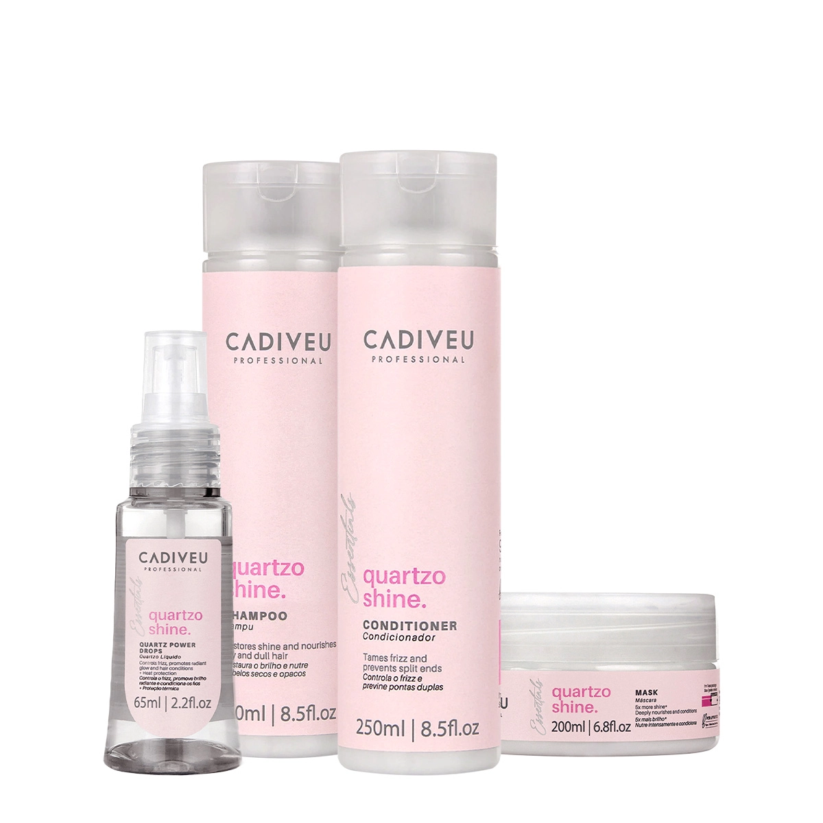 Kit Cadiveu Professional Quartzo Shine Shampoo Condicionador Máscara E Óleo (4 Produtos)