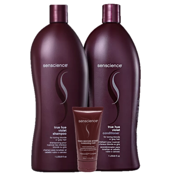 Kit Senscience True Hue Violet Shampoo e Condicionador 1L e Máscara Inner Restore Intensif 50ml