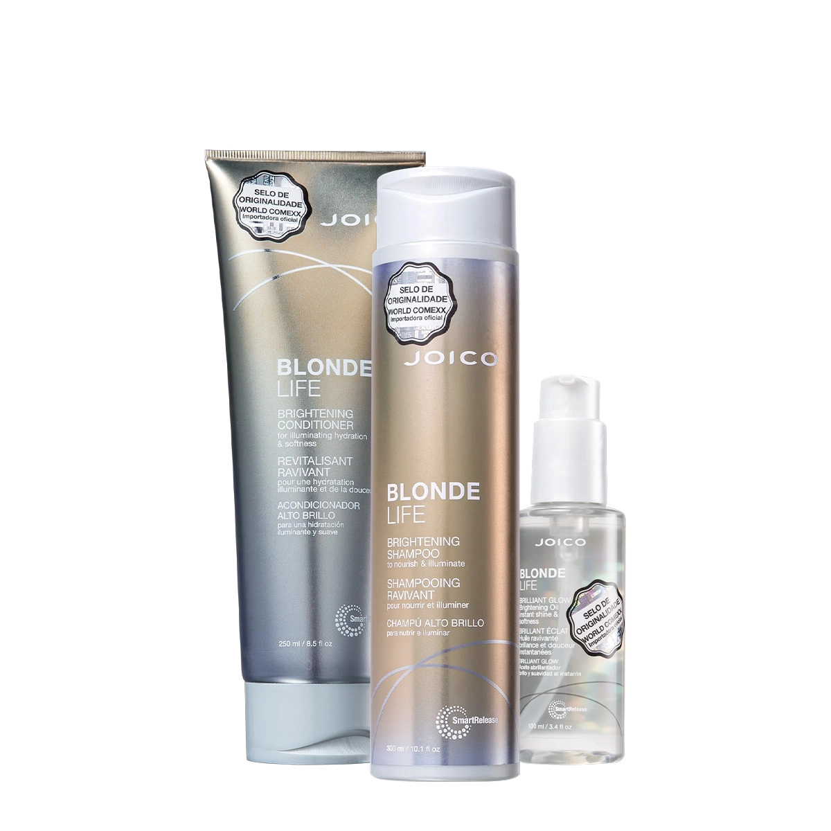 Kit Joico Blonde Life Smart Release Brilliant Glow Duo Oil (3 Produtos)