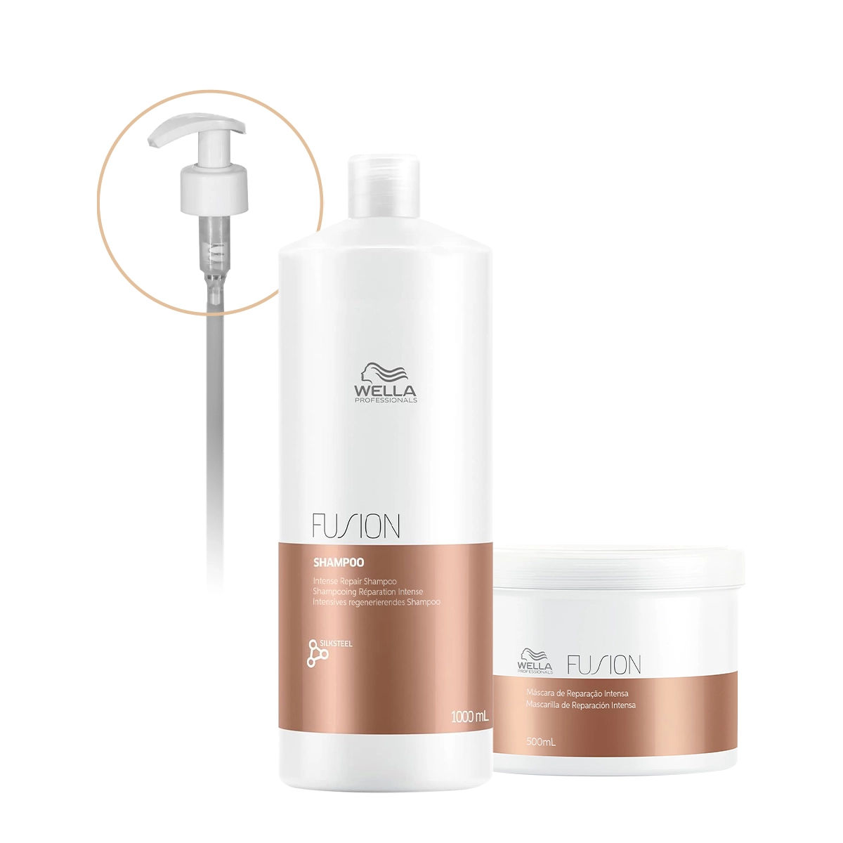 Kit Wella Professionals Fusion Shampoo Máscara Válvula Pump (3 Produtos)
