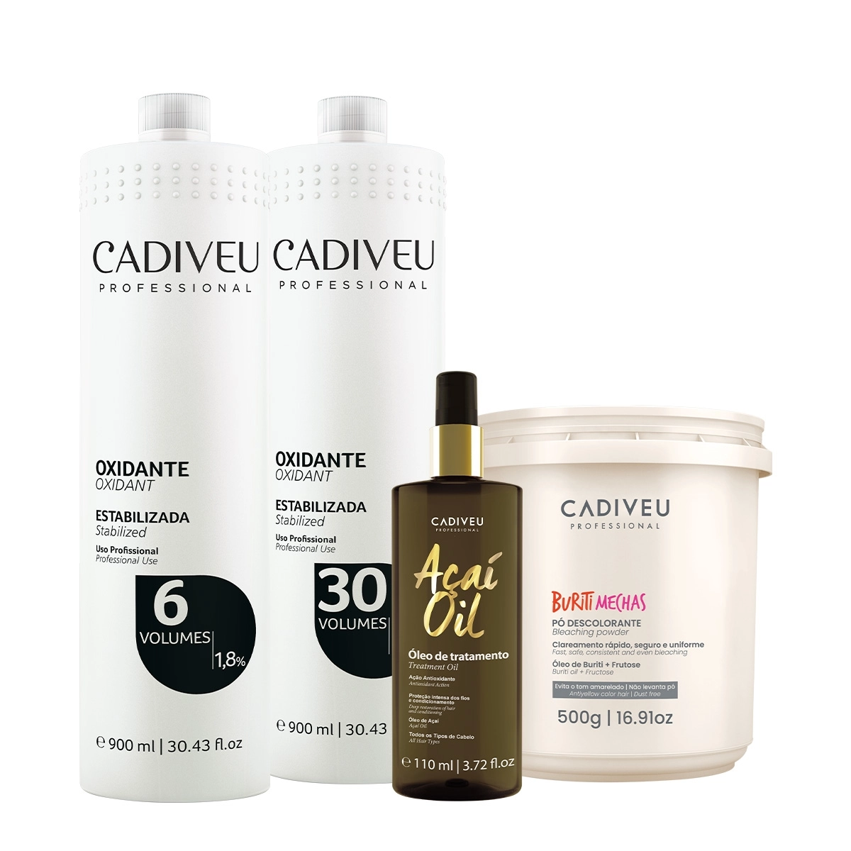 Kit Cadiveu Professional Oxidante 6V 30V Pó Descolorantre E Açaí 110 (4 Produtos)