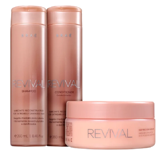 Kit Braé Revival Trio Home Care Shampoo 250ml Condicionador 250ml Máscara 200g