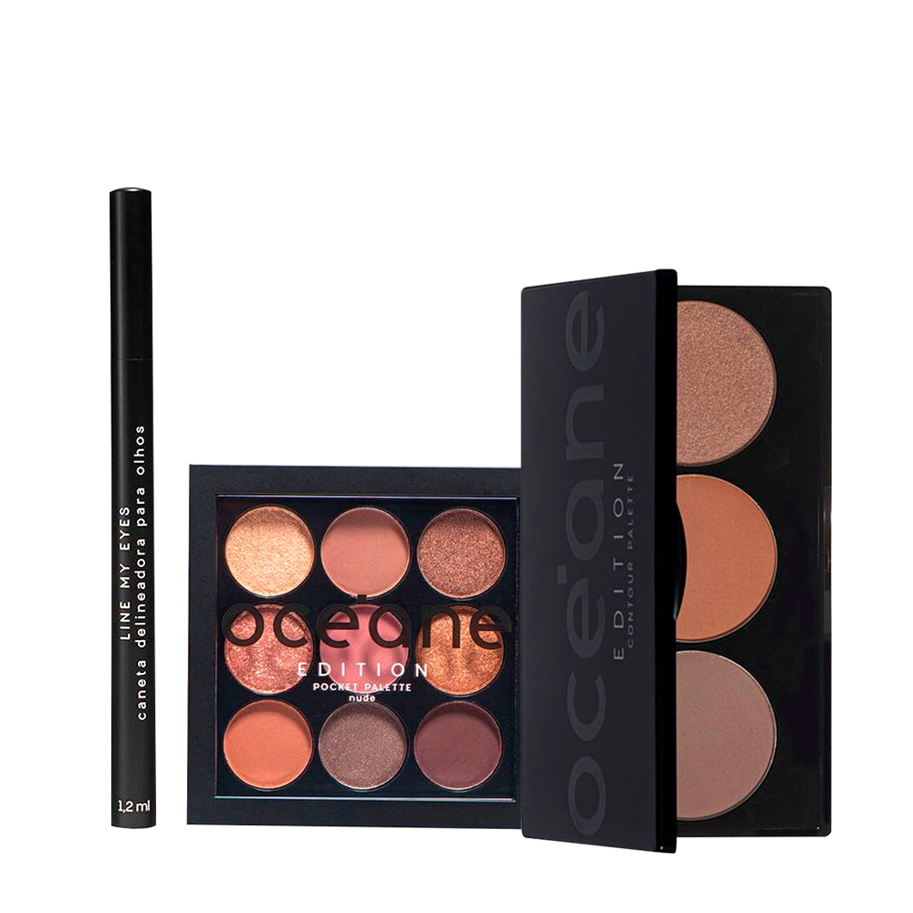 Produto Kit_Oceane_Edition_Paleta_de_Contour_Caneta_Line_My_Eyes_e_Sombra_Pocket_Nude_Evas_1