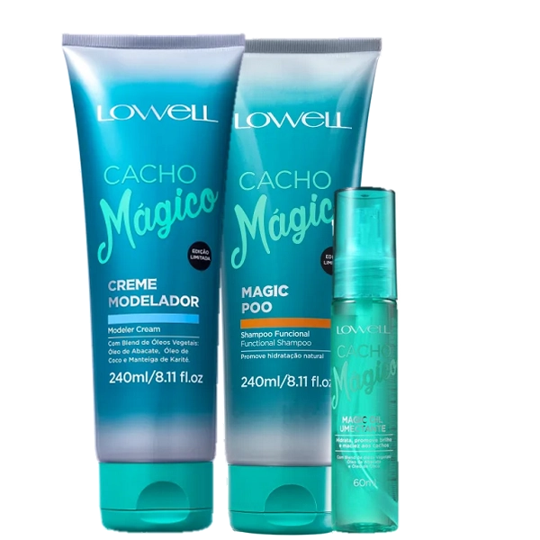 Lowell Cacho Magico Shampoo 240ml Creme Modelador 240ml E Oil Umectante 60ml