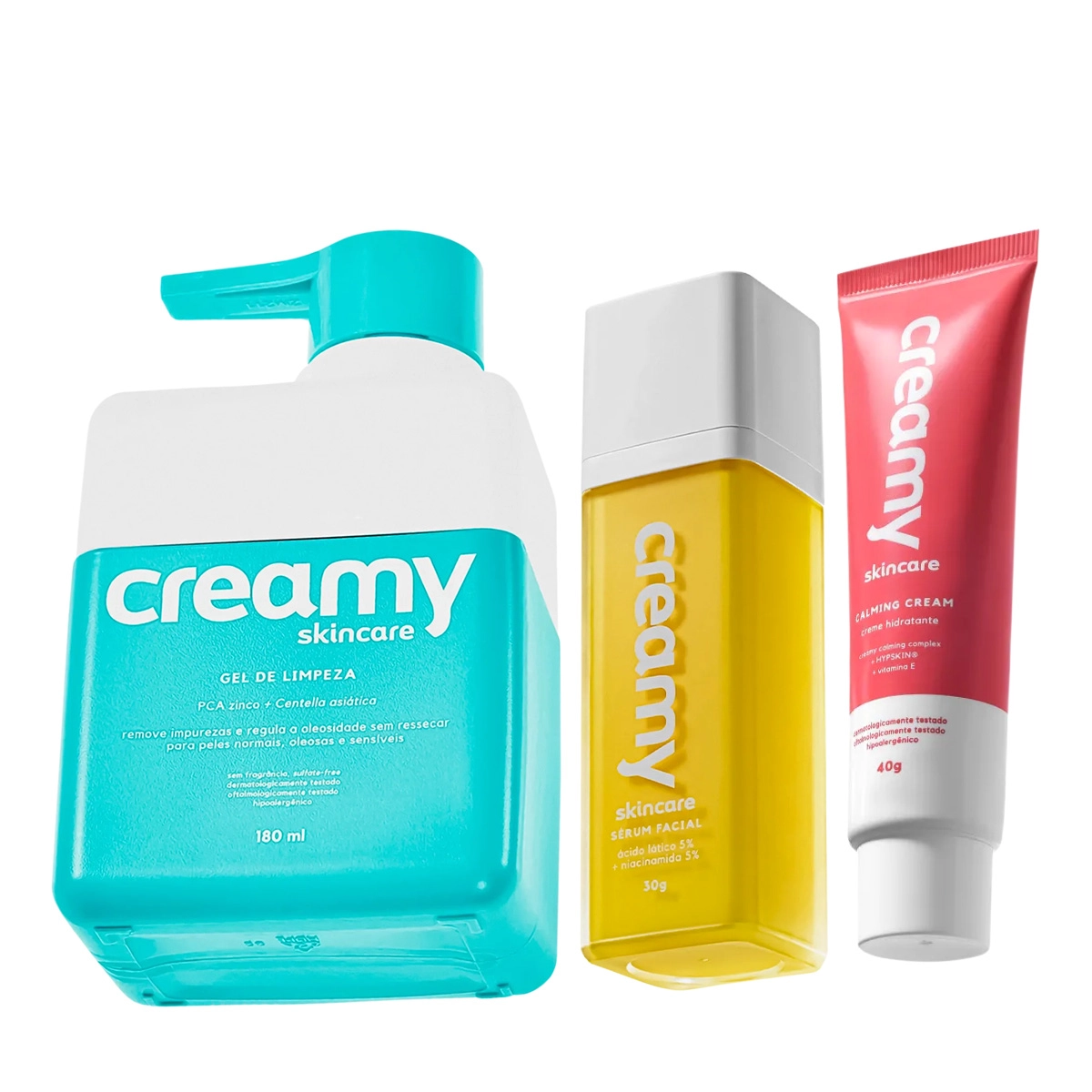 Produto Kit_Creamy_Hidratante_Facial_Acido_Latico_Serum_Facial_e_Gel_de_Limpeza_Evas_1
