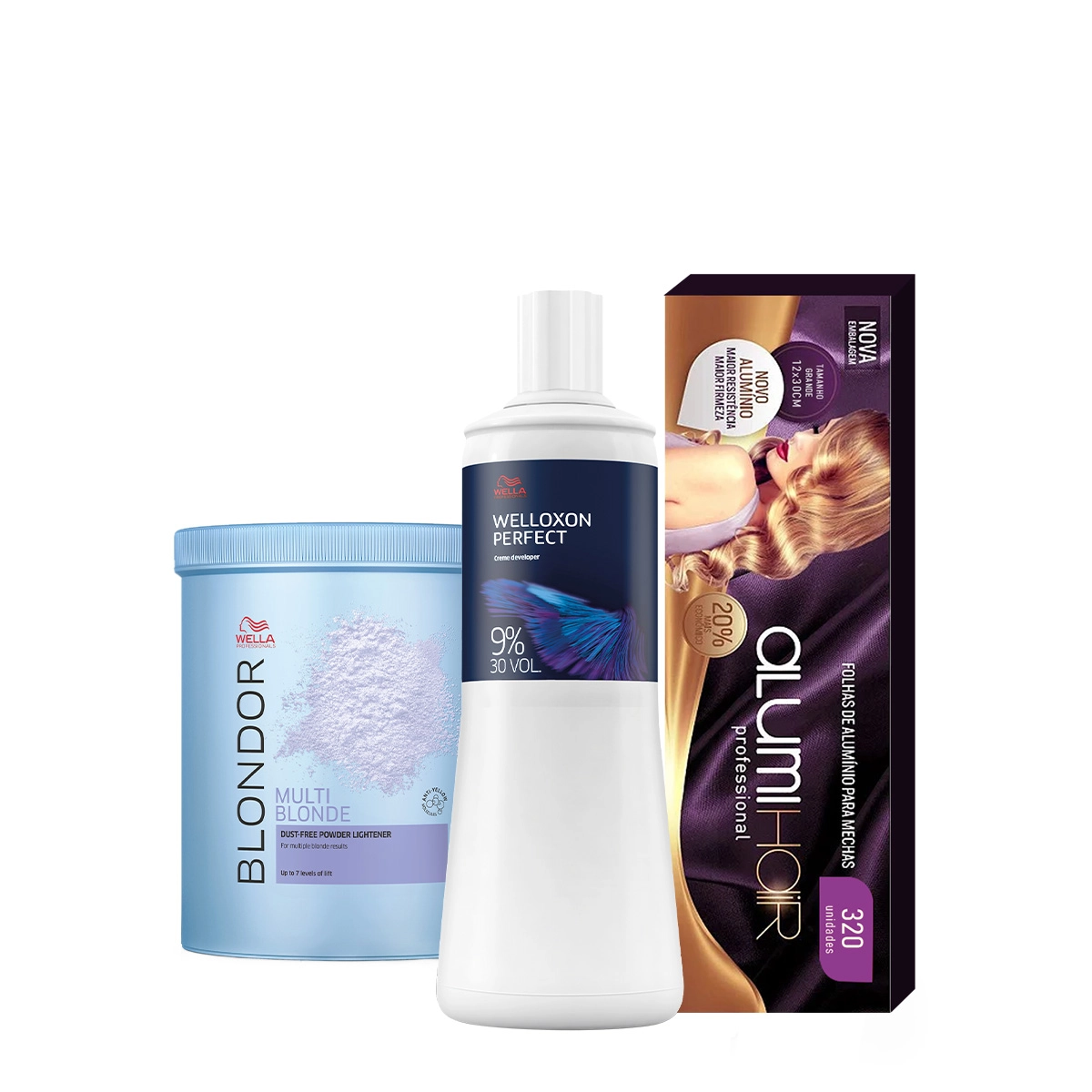 Kit Wella Professionals Blondor Welloxon Perfect 9% 30V AlumiHair (3 Produtos)