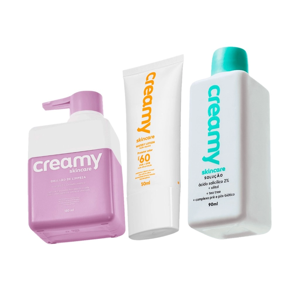 Kit_Creamy_Skincare_Emulsao_de_Limpeza_Protetor_Solar_FPS_60_Salicilico_Evas_1 Produto Kit_Creamy_Skincare_Emulsao_de_Limpeza_Protetor_Solar_FPS_60_Salicilico_Evas_1