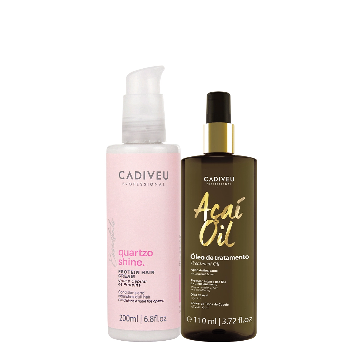 Kit Cadiveu Essentials Quartzo Shine Pré- Shampoo E Açaí Oil 110 (2 Produtos)