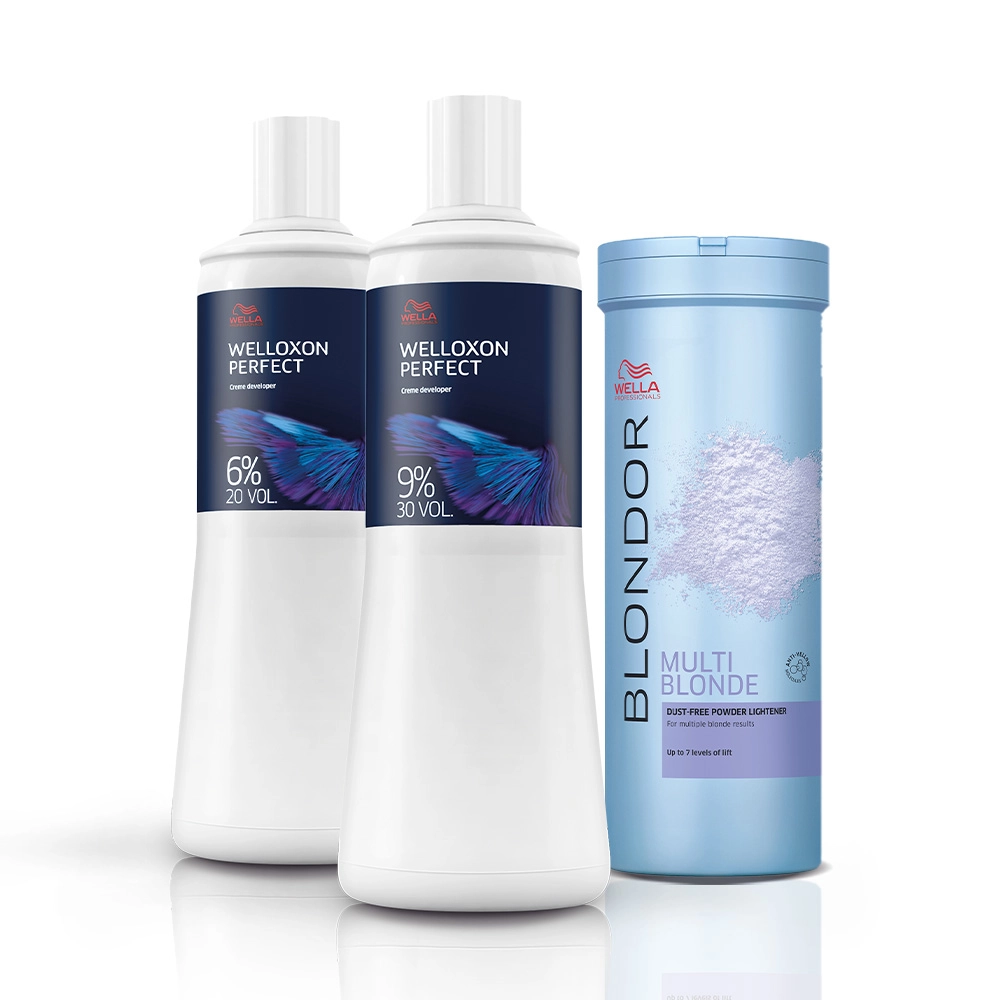 Kit Wella Blondor Pó Descolorante 400g + Oxidante 6% 20V 9% 30V (3 Produtos)
