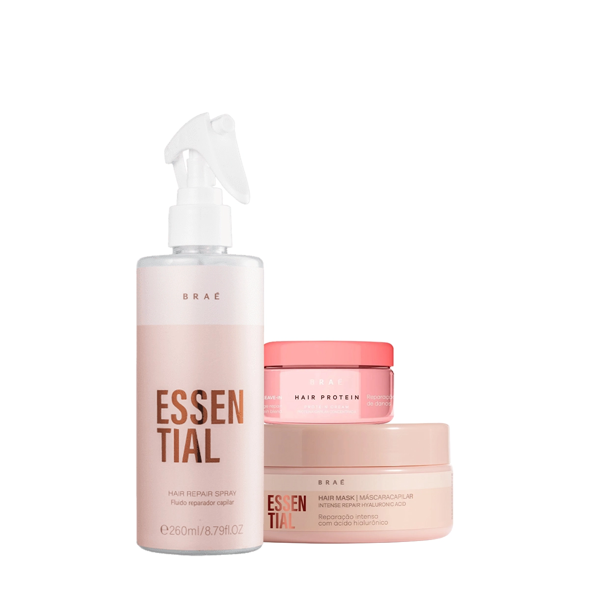 Kit Braé Essential Máscara P Fluído E Hair Protein (3 Produtos)