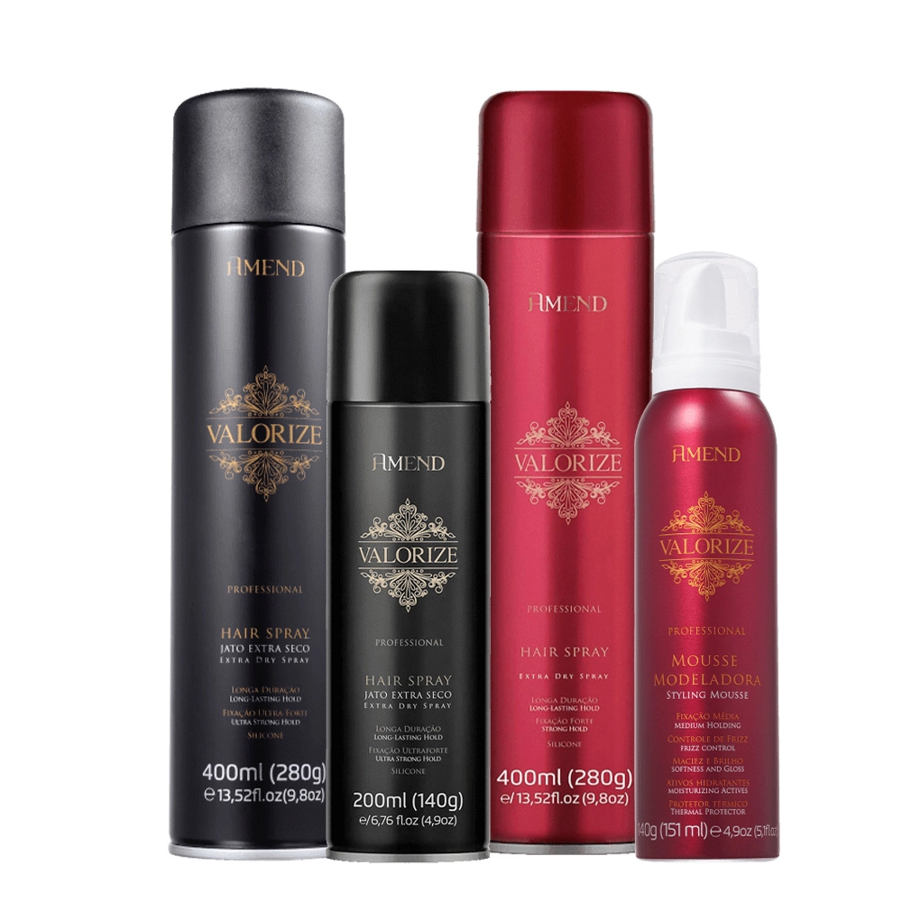 Kit Amend Valorize Mousse E Spray Fixador Ultra Forte E Spray Fixador Forte Grande (4 Produtos)