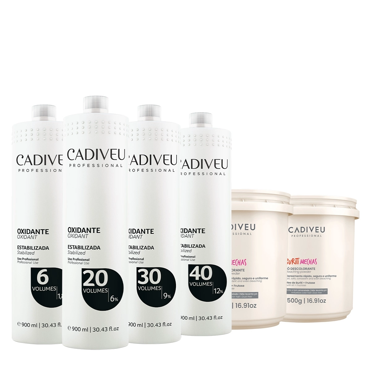 Kit Cadiveu Professional Oxidante 06v 20v 30v 40v E Buriti Mechas (6 Produtos)