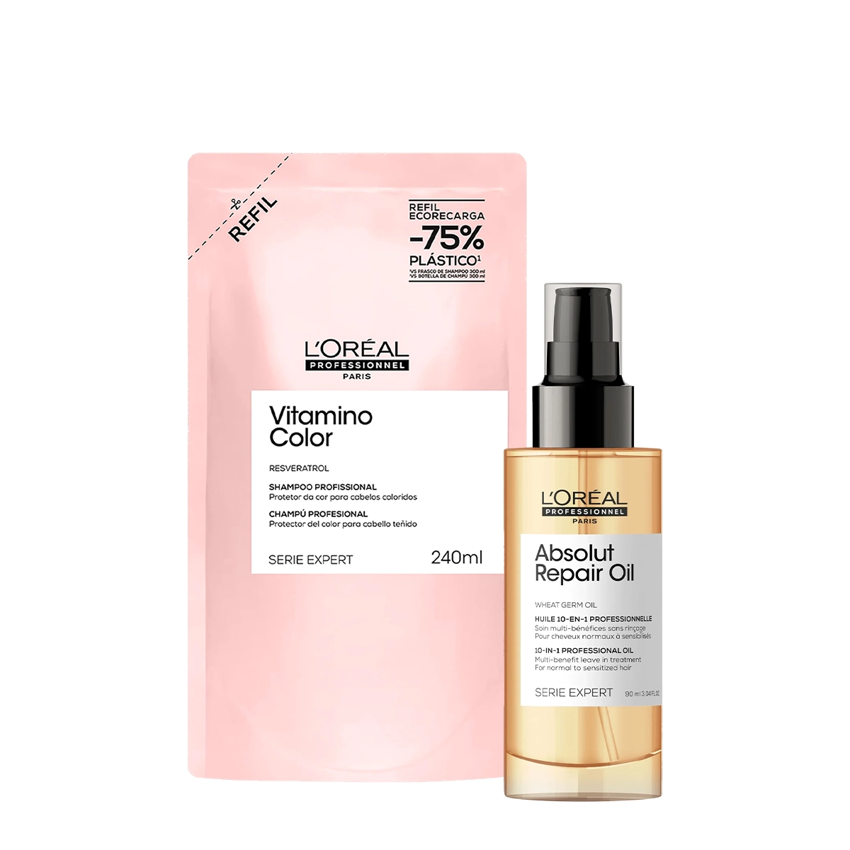 Kit L'Oréal Professionnel Vitamino Color Repair Shampoo Refil Oil (2 Produtos)