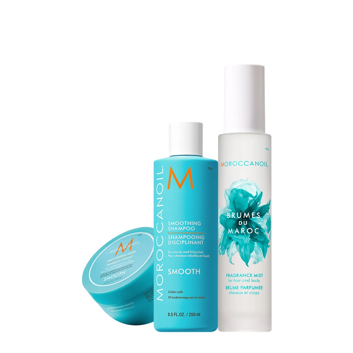 Produto Kit_Moroccanoil_Smoothing_Shampoo_250ml_Mascara_250ml_Bruma_Do_Marrocos_100ml_Evas_1